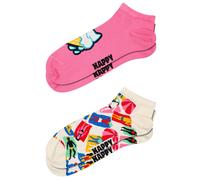 Happy Socks 2-pack Ice Cream & Lazy Days Low Socks, Pink/White