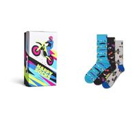 Happy Socks 3-Pack Fast Sports Socks Gift Set, Grey, 41-46