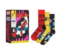 Happy Socks 3-Pack Marvel Spiderman Socks Gift Box, Red/Yellow/Navy