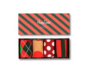 Happy Socks 4-Pack Holiday Classics Gift Set Socks, Red-White-Green, 41-46