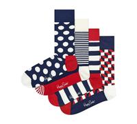 Happy Socks, 4-Pack Gift Box Crew Socks, Classic Navy Socks Gift Set for Men and Women, Size 36-40