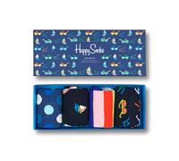 Happy Socks 4-Pack Navy Socks Set, farbenfrohe und fröhliche, Socken für Männer und Frauen, Blau-Grün-Orange-Rosa-Weiß-Rot