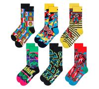 Happy Socks 6 Pack Avengers Socks Bundle Novelty Socks | Gift Idea - 6-11 UK - Avengers