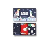 Happy Socks Christmas Socks - Holiday Cotton Socks in Fun Gift Boxes - Snowman and Christmas Tree Pattern, 3-Pack Snowman, 36-40