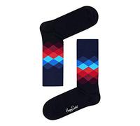 Men's Faded Diamond Socks, Navy with red/blue - Black - Size: 7/7.5/8/8.5/5/5.5/6.5/6