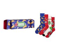 Happy Socks Crew Socks-Santa, Tree, Ornaments & Reindeer-4-Pack Christmas Cracker Gift Box Set-Small/Medium
