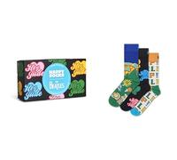 Happy Socks Exclusive Beatles Sock Gift Set in Box Music Theme for Men and Women, The Beatles 3-Pack Gift Set, 36-40