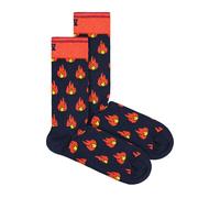 Happy Socks 1 Pack Unisex Cotton Navy Flames Design Socks - Flames - 4-7 UK