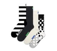 Happy Socks Fun Gift Wrapping - Colourful Cotton Socks with Fun Patterns - Classic Geometric Patterns, Dots, Stripes, 4-Pack Black and White Mix, 41-46