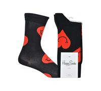 Happy Socks Jumbo Smiley Heart Socks, Black/red - Small/Medium