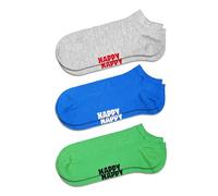 Happy Socks Low Socks Pack of 3 - Cotton Socks - Solid Collection - Blue, Green and Grey, 3-Pack Solid Low Blue White Green, 36-40