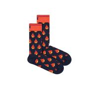 Happy Socks 1 Pack Unisex Cotton Navy Flames Design Socks - Flames - 4-7 UK