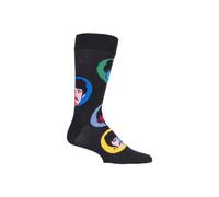 Happy Socks Men's 1 Pack Official Licensed The Beatles Novelty Socks in Black | Size: 4-7 Happy Socks Black 4-7