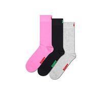 Happy Socks Mens 3 Pack Multi Colour Solid Socks Black