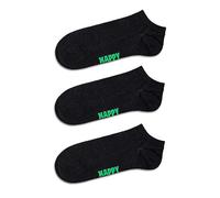 Happy Socks Mens 3 Pack Solid Low Socks Black