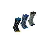 Happy Socks Men's 3 Pack Square Pattern Giftbox Socks in Blue | Size: 6-11 Happy Socks Blue 6-11