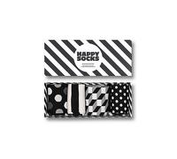 Happy Socks Mens 4 Pack Classic Black & White Socks Gift Set Black