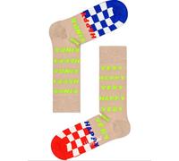 HAPPY SOCKS Men's Beige Happy Cotton Crew Sock Size 8-12 NWT