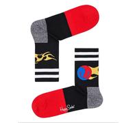 HAPPY Socks Men's Black Flame Athletic 3/4 Crew Arch Support Socks 8-12 NWT