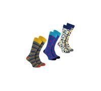 Happy Socks Men's Pack of 3 Striped Dress Socks for a Classic Look | Socks with Stripes in Blue | Size: 6-11 Happy Socks Blue 6-11