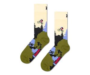 Happy Socks Mountain Bike Sock for Men and Women, White, Size 41-46