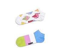 Happy Socks Pack of 2 Low Socks, Striped Colourful Cotton Summer Socks, Funny Gift Box for Men and Women