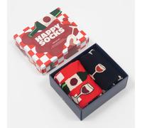 Happy Socks Design by Foods - Hamburger, Pizza, Sausages, Ice Cream and Beer Patterns - Cotton Socks in Fun Gift Boxes, 2-Pack Wine Set, 36-40