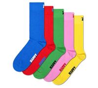 Happy Socks Solids Collection - Multicolor Crew Solid Socks for Men and Women - made with Sustainable Materials, 5-pack Solid Socks, 9-11