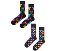 Happy Socks Unisex 2 Pack Classic Dog Thumbs Up Crew - Multicolour Cotton - Size UK 7-11