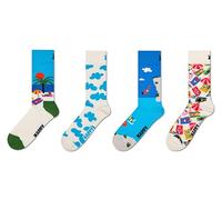 Happy Socks Unisex 4-Pack Life's a Beach Socks, Blue, Medium-Large (Pack of 4)