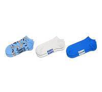 Happy Socks Unisex's 3-Pack Flower Low Socks, Blue, M-L