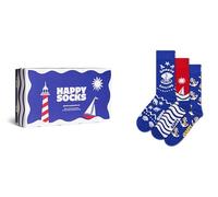 Happy Socks Unisex's 3-Pack Smooth Sailing Gift Set, Blue, Small-Medium
