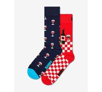Happy Socks Wine Socks Intense Red Blue (2 pairs) - 36-40