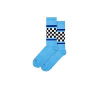 Happy Socks Women's 1 Pack Checked Stripe Sneaker Socks & Women in Blue | Size: 6-11 Happy Socks Blue 6-11