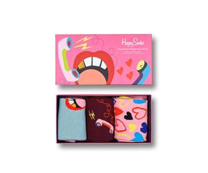 HAPPY SOCKS | Womens 3 PAIR Single Ready To Mingle Love Hearts | UK 4-7 EU 36-40