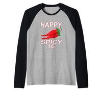 Happy Spicy 16 Years Sweet 16th Birthday Funny Design Raglan Baseball Tee