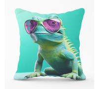 Happy Splashart Iguana Wearing Glasses Cushions Warren Reed - Designer Multi 60cm x 60cm
