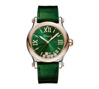 Happy Sport Quartz Watch with Green Dial and Floating Diamonds - female - Chopard - Watches - Green - ONE SIZE - Accessories ONE SIZE