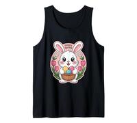 Happy Spring Easter Bunny with Basket and Eggs Tank Top