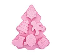 Happy Sprinkles Christmas Festive Shapes Silicone Mould - Chocolate, Baking, Cakes, ice Cubes, Mousse, Snowflake, gingerbreadmen, Tree, Santa, Stocking, Present HS9114, Pink