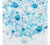 Happy Sprinkles Snowflake Magic Mix 90g - Blue and Silver Edible Cake Decorations with snowflakes - Kids Cake Toppers & Cupcake Sprinkles - Birthday Cake Decorations & Frozen Party Decoration - HS0770