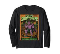 Happy Squatober Leg Day Challenge Vintage Halloween Monster Long Sleeve T-Shirt