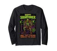 Happy Squatober Leg Day Challenge Vintage Halloween Monster Long Sleeve T-Shirt