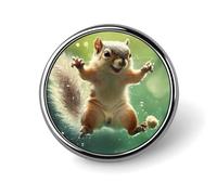 Happy Squirrels Jumping Cute Lapel Brooch Pins Badge Metal Round Jacket Hat Bag Accessories Jewelry