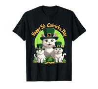 Happy St. Catricks Day White Cats Leprechaun Hat T-Shirt