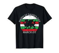 Happy St David's Day Wales March 1st Dragon Grunge T-Shirt