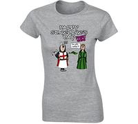 Happy St Georges Day Ladies T-Shirt England Warriors Funny Unisex Gift Womens Tshirt Printed Design Sport Grey - Medium