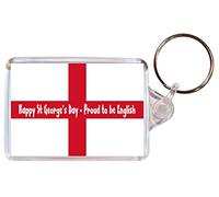 Happy St George's Day - Proud to be English - Double Sided Large Keyring Name Tag Key Ring Chain Fob Novelty Gift/Present