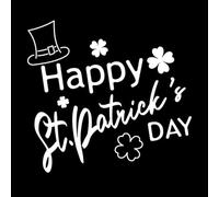 Happy st Patrick Day Lettering with Leprechaun hat and Shamrock with Four Leaves Fine Carving Stickers 67.2x72.5cm Store Decoration White