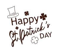 Happy st Patrick Day Lettering with Leprechaun hat and Shamrock with Four Leaves Wall Decals Paster Paper 42x45.3cm Removable Without Leaving Glue Coffee